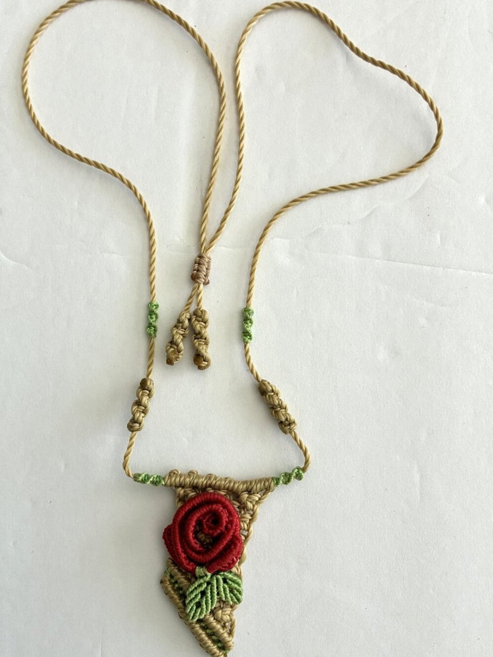 Macrame Rose Pendant Necklace
